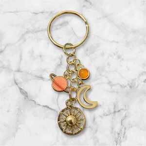 Gold and Orange Celestial Keychain